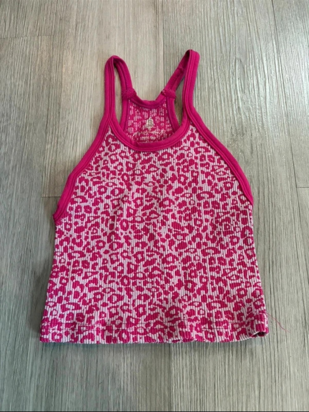 Free People Happiness Runs Leopard Print Crop Tank Hot Pink XS/S
